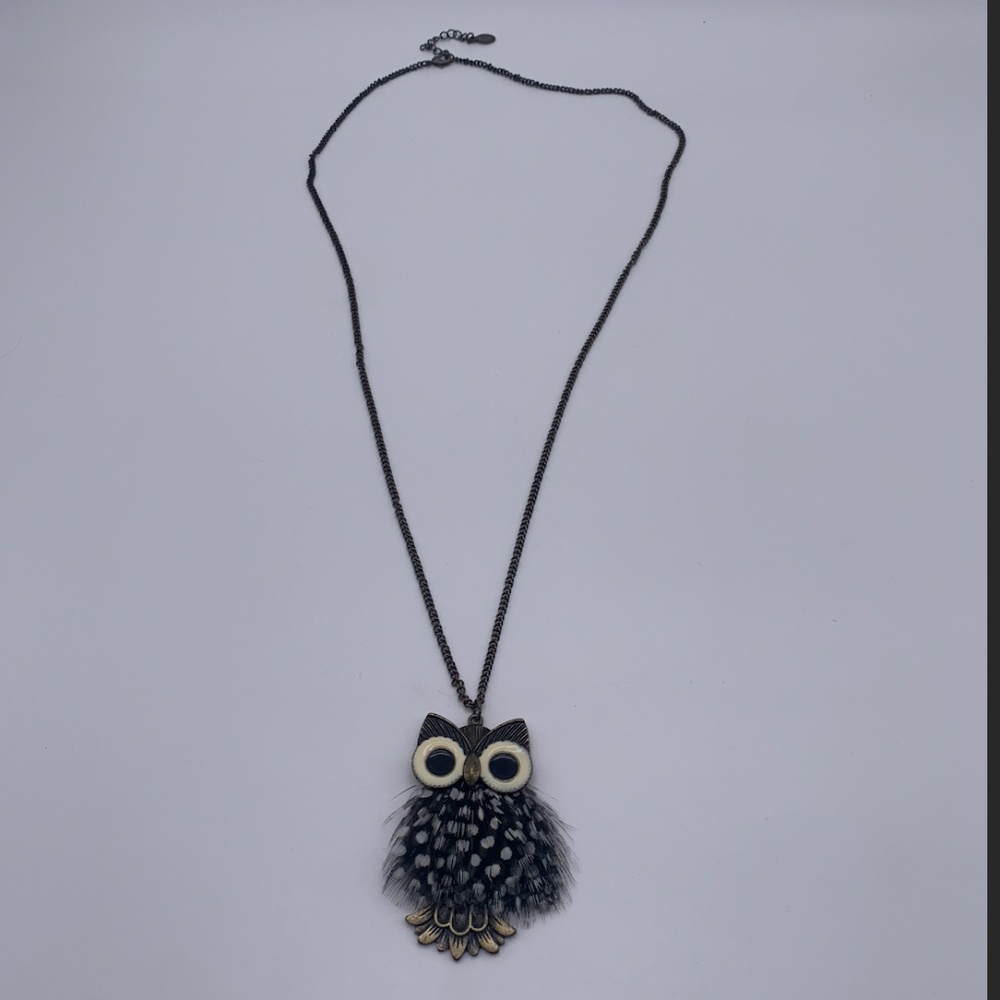 Feathery Owl Pendant Necklace